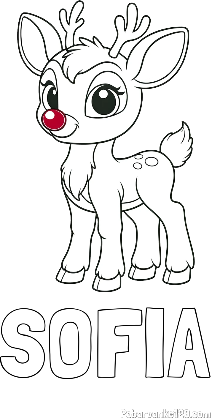 Pobarvanka imena SOFIA in pobarvanka nasmejanega jelenčka Rudolfa