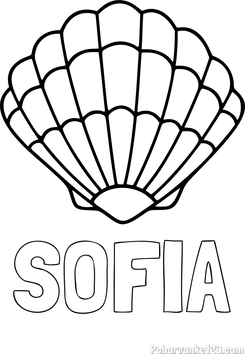 Pobarvanka imena SOFIA in pobarvanka školjke