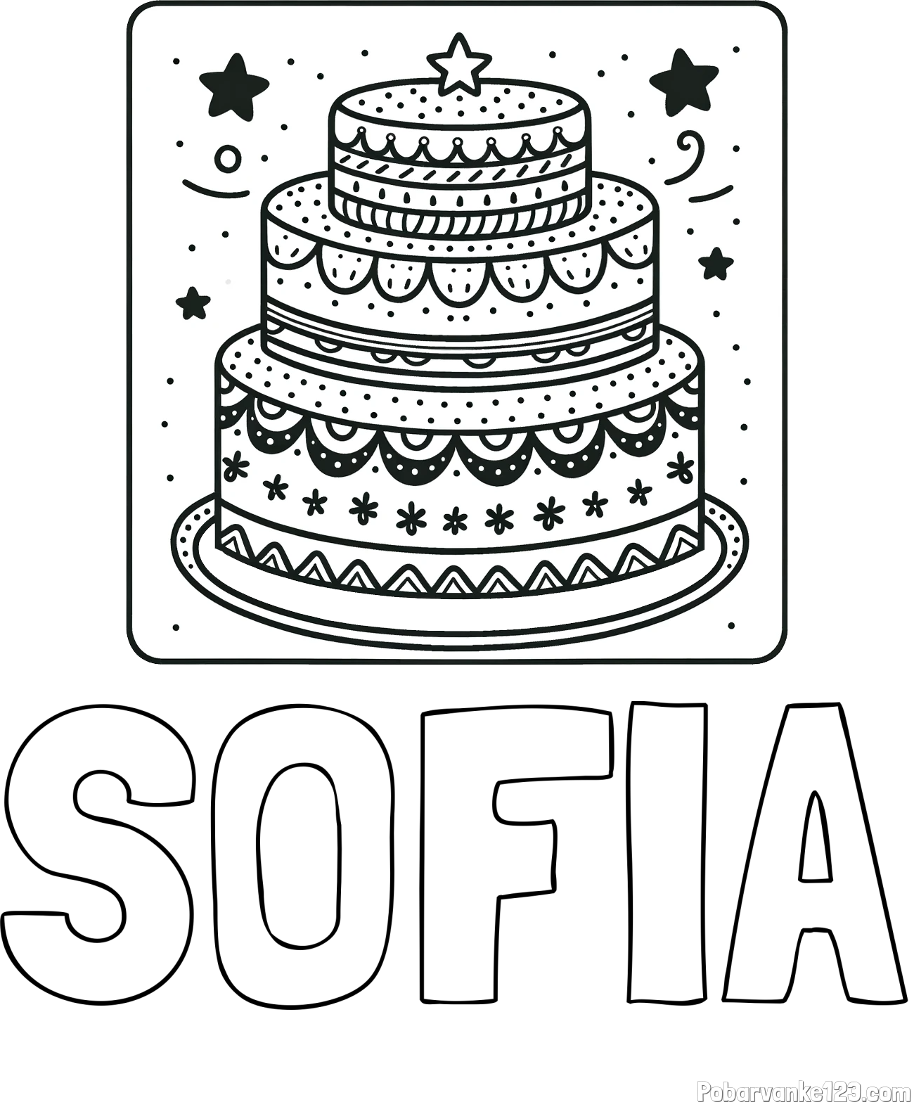 Pobarvanka imena SOFIA in pobarvanka slastne torte