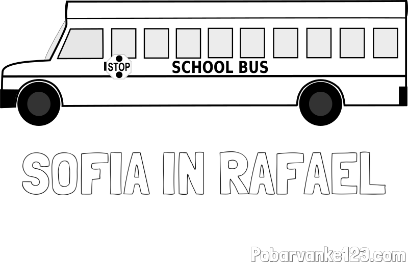 Pobarvanka imena SOFIA IN RAFAEL in pobarvanka šolskega avtobusa