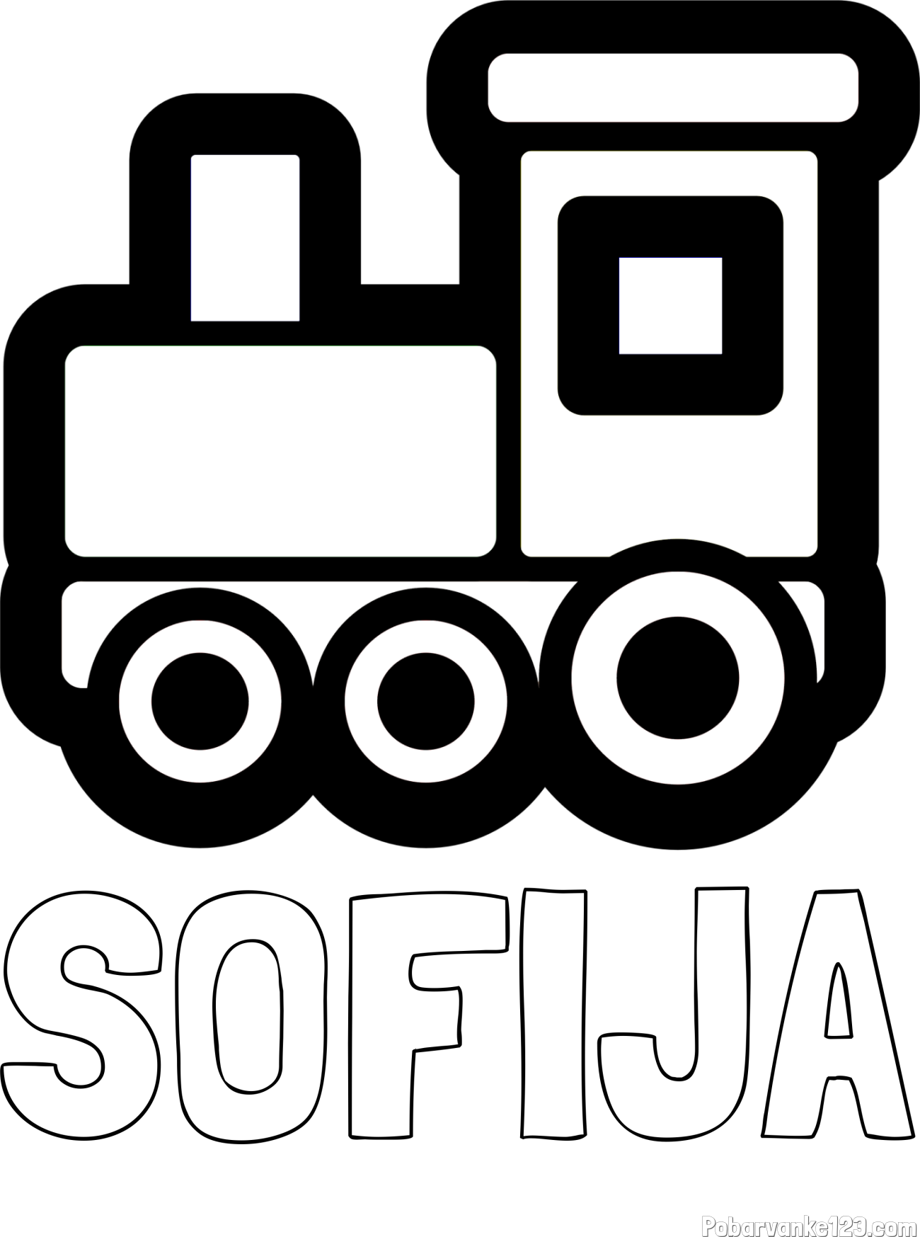 Pobarvanka imena SOFIJA in otroška pobarvanka lokomotive