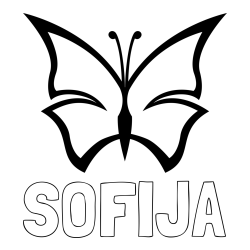 Online izdelana pobarvanka - Pobarvanka imena SOFIJA in otroška pobarvanka metulja