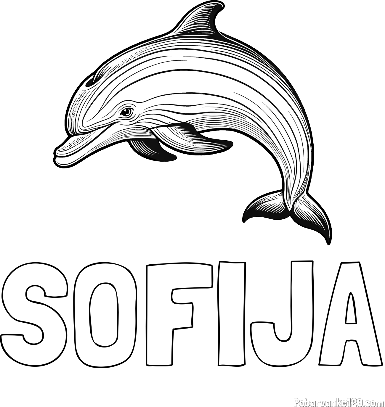 Pobarvanka imena SOFIJA in pobarvanka lepega delfina