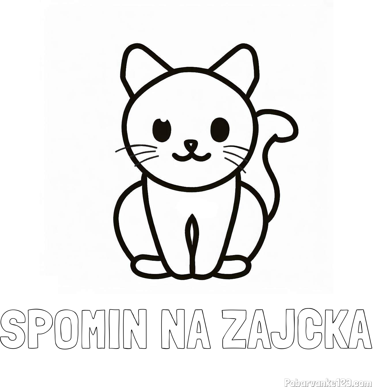 Pobarvanka imena SPOMIN NA ZAJČKA in pobarvanka prikupne mucke