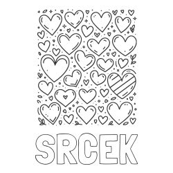 Online izdelana pobarvanka - Pobarvanka imena SRČEK in pobarvanka različnih srčkov