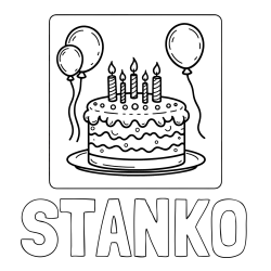 Online izdelana pobarvanka - Pobarvanka imena STANKO in pobarvanka torte za 5. rojstni dan