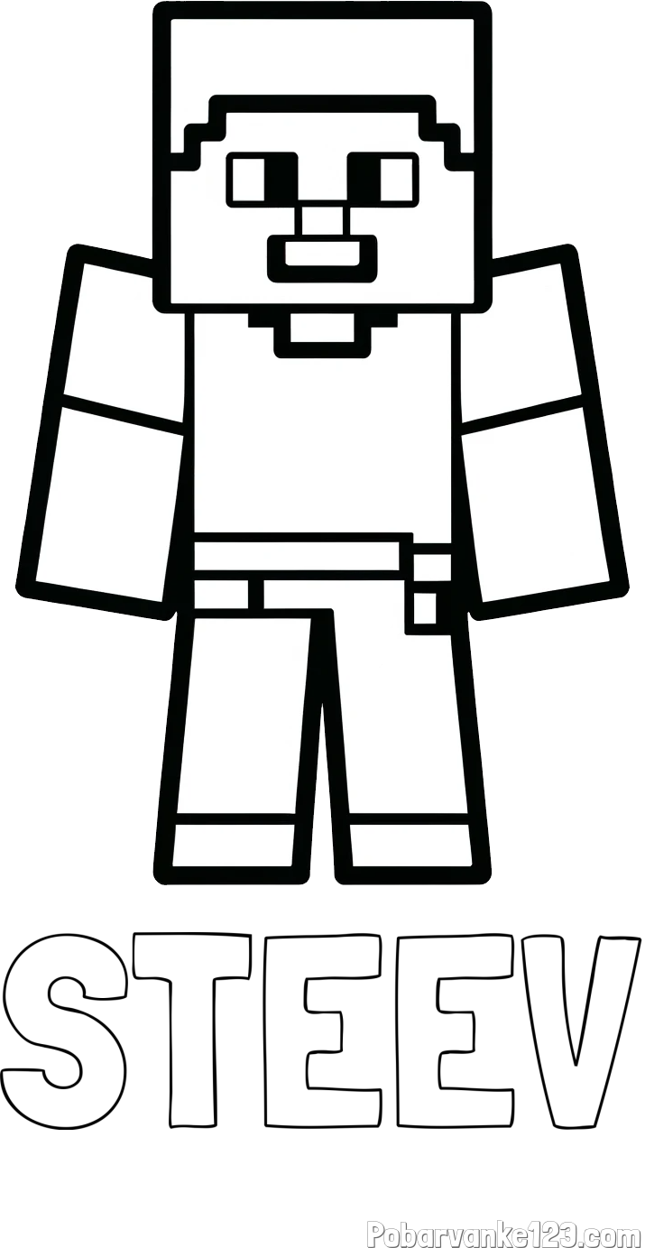 Pobarvanka imena STEEV in pobarvanka Minecraft figurice