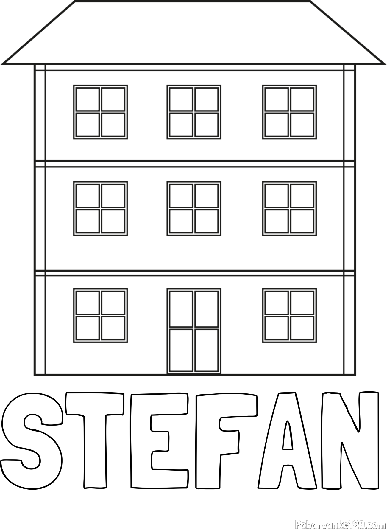 Pobarvanka imena STEFAN in pobarvanka stare dvonadstropne hiše