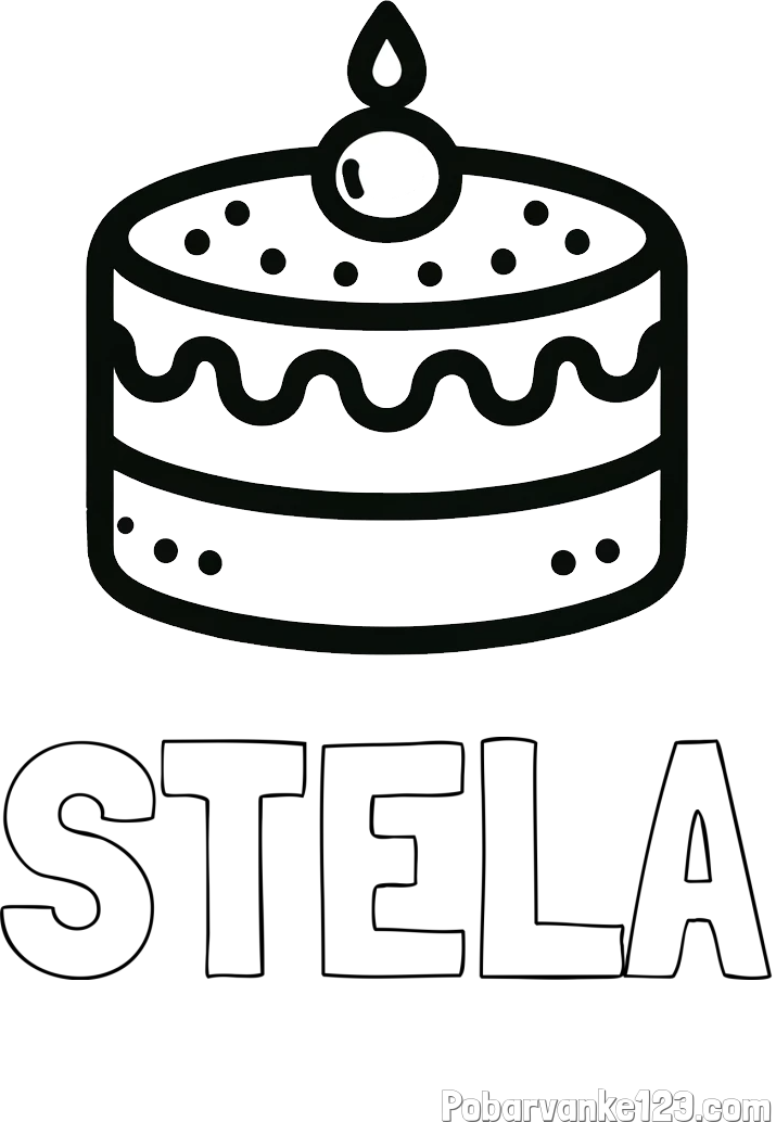 Pobarvanka imena STELA in otroška pobarvanka majhne torte