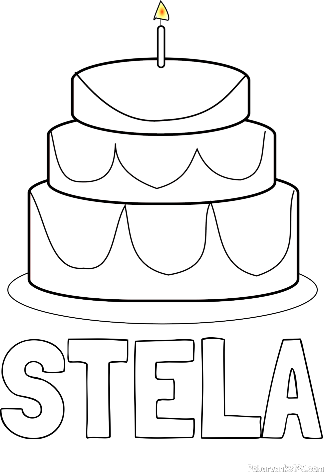Pobarvanka imena STELA in pobarvanka poročne torte