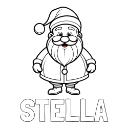 Online izdelana pobarvanka - Pobarvanka imena STELLA in otroška pobarvanka prikupnega Božička