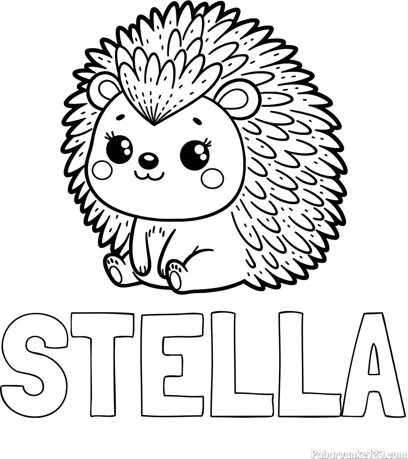 Pobarvanka imena STELLA in pobarvanka nasmejanega ježka