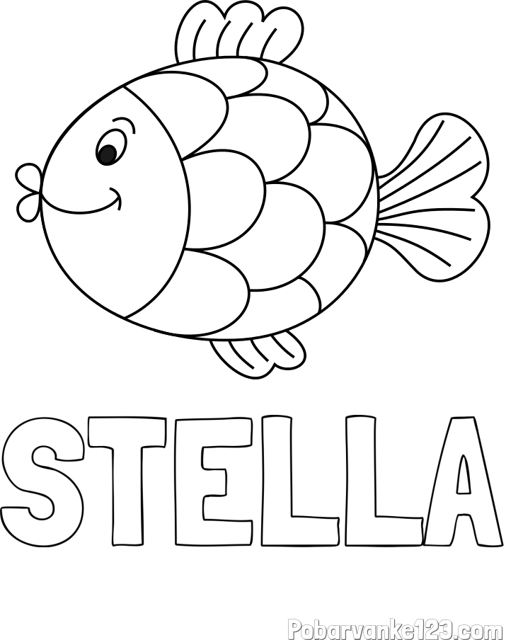 Pobarvanka imena STELLA in pobarvanka ribice