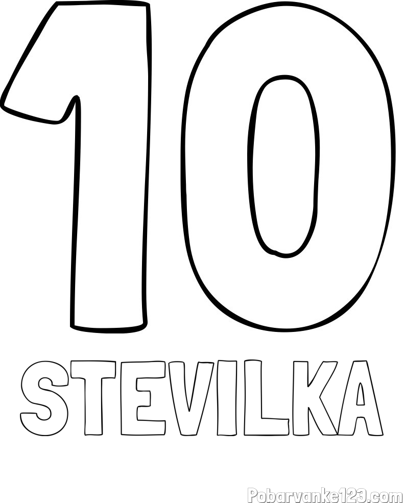 Pobarvanka imena ŠTEVILKA in pobarvanka številke deset (10)