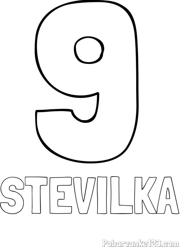 Pobarvanka imena ŠTEVILKA in pobarvanka številke devet (9)