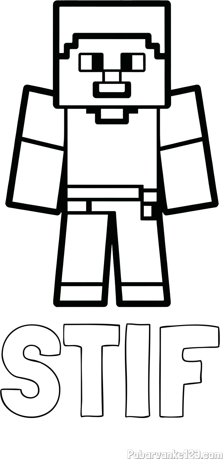 Pobarvanka imena STIF in pobarvanka Minecraft figurice