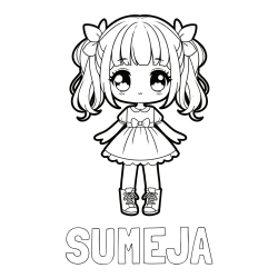 Online izdelana pobarvanka - Pobarvanka imena SUMEJA in pobarvanka anime punčke