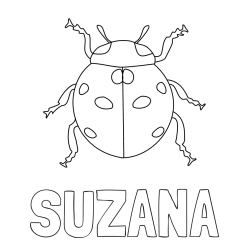 Online izdelana pobarvanka - Pobarvanka imena SUZANA in pobarvanka pikapolonice