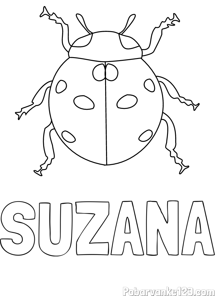 Pobarvanka imena SUZANA in pobarvanka pikapolonice