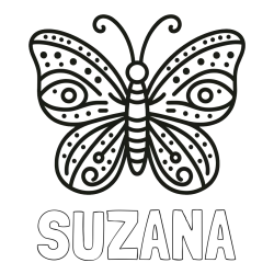 Online izdelana pobarvanka - Pobarvanka imena SUZANA in preprosta pobarvanka metulja