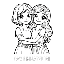 Online izdelana pobarvanka - Pobarvanka imena SVA PRIJATELICI in pobarvanka ljubkih prijateljic
