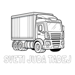 Online izdelana pobarvanka - Pobarvanka imena SVETI JUDA TADEJ in pobarvanka velikega tovornjaka
