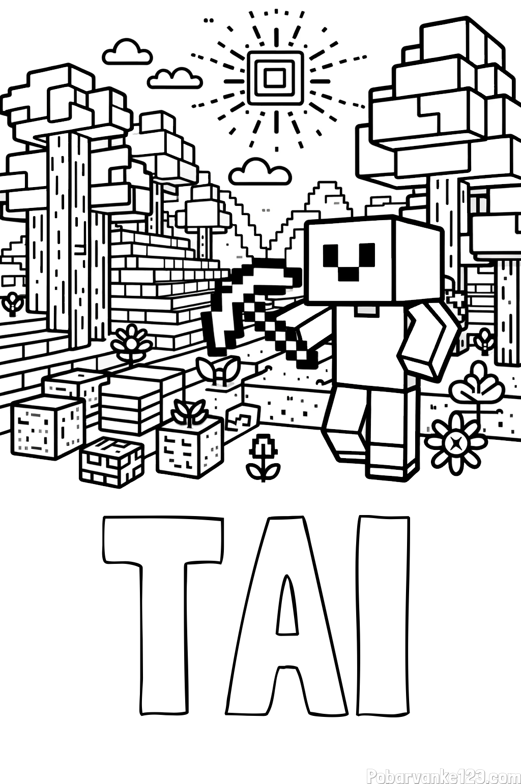 Pobarvanka imena TAI in pobarvanka Minecraft sveta