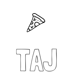 Online izdelana pobarvanka - Pobarvanka imena TAJ in pizza