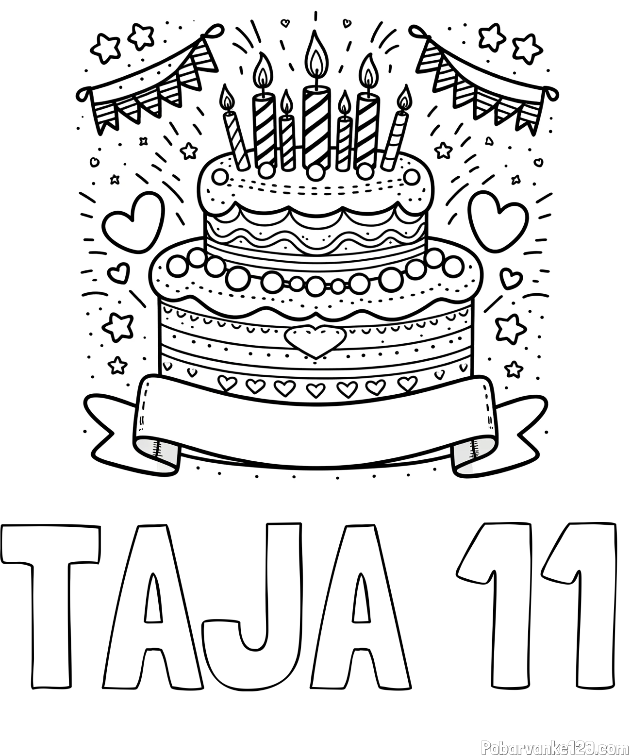 Pobarvanka imena TAJA 11 in pobarvanka velike torte za rojstni dan