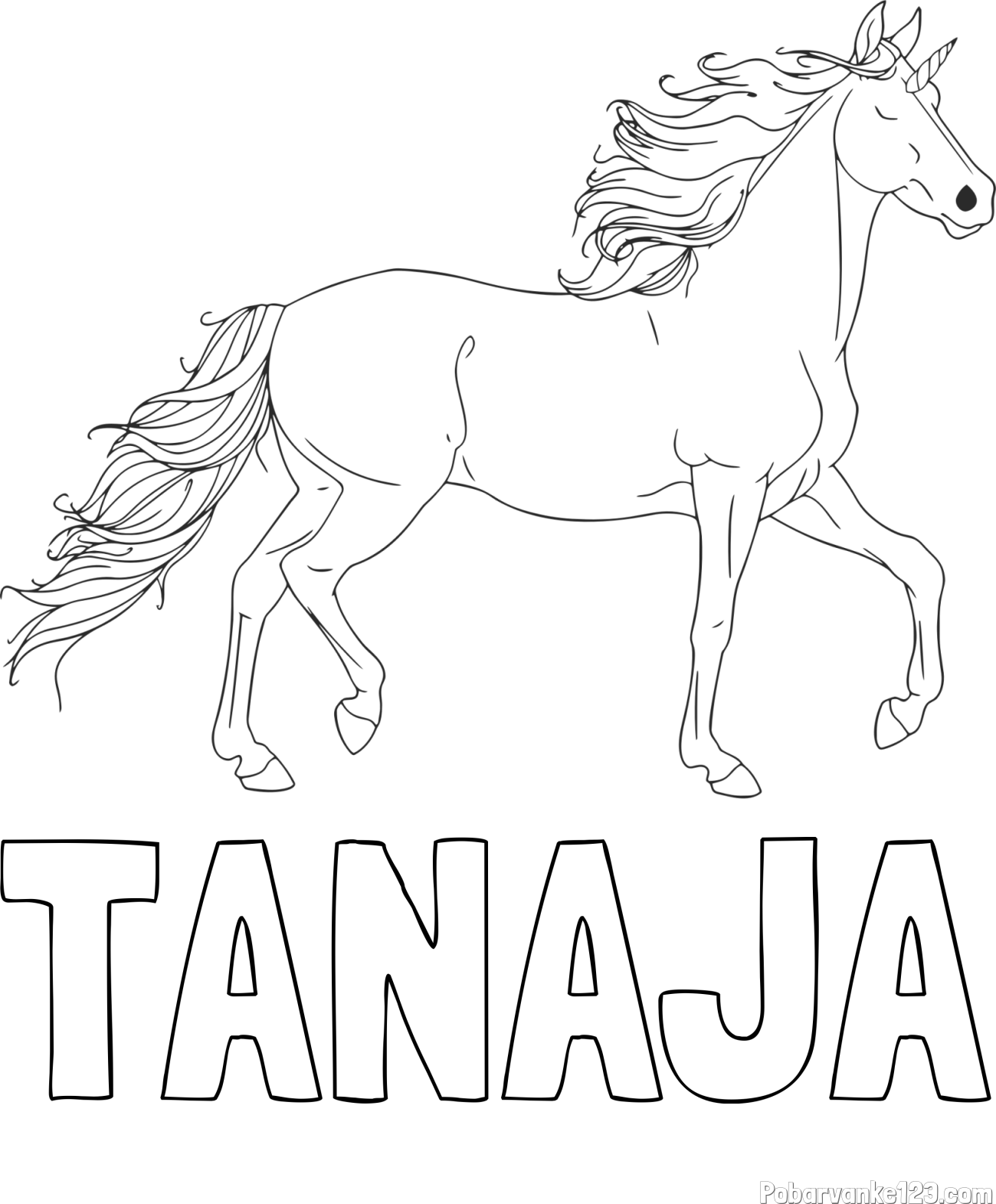 Pobarvanka imena TANAJA in samorog