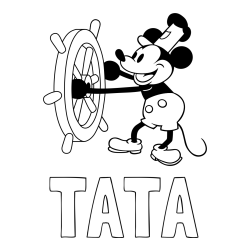 Online izdelana pobarvanka - Pobarvanka imena TATA in pobarvanka Miki Miške (Mickey Mouse)