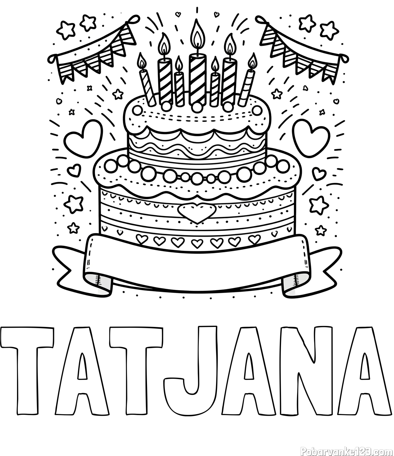 Pobarvanka imena TATJANA in pobarvanka velike torte za rojstni dan