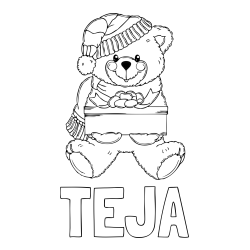 Online izdelana pobarvanka - Pobarvanka imena TEJA in pobarvanka ljubkega medvedka