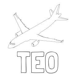 Online izdelana pobarvanka - Pobarvanka imena TEO in pobarvanka velikega aviona