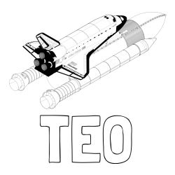 Online izdelana pobarvanka - Pobarvanka imena TEO in pobarvanka vesoljskega plovila Space Shuttle Discovery 3 v letu
