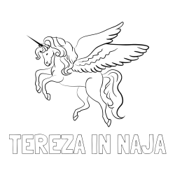 Online izdelana pobarvanka - Pobarvanka imena TEREZA IN NAJA in lepa pobarvanka samoroga