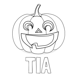 Online izdelana pobarvanka - Pobarvanka imena TIA in pobarvanka nasmejane buče za noč čarovnic