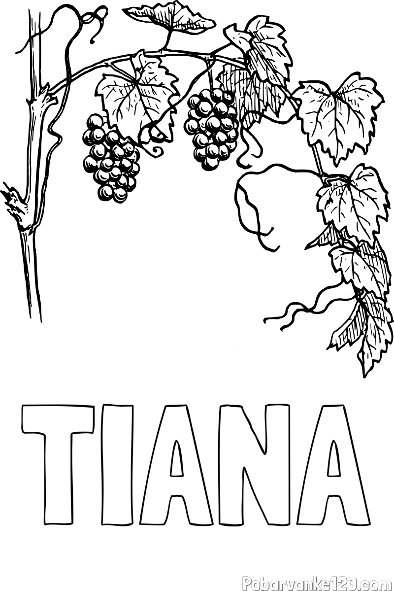Pobarvanka imena TIANA in pobarvanka vinske trte