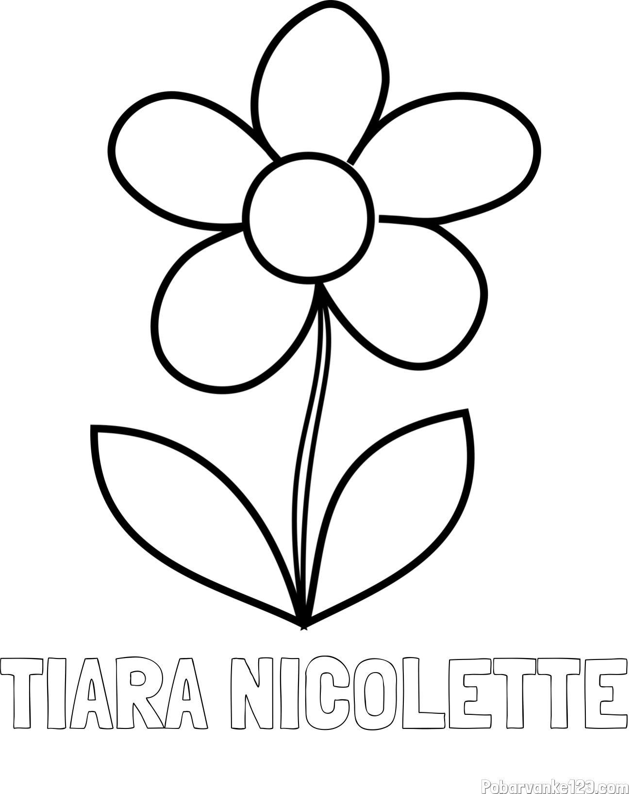 Pobarvanka imena TIARA NICOLETTE in otroška pobarvanka rože
