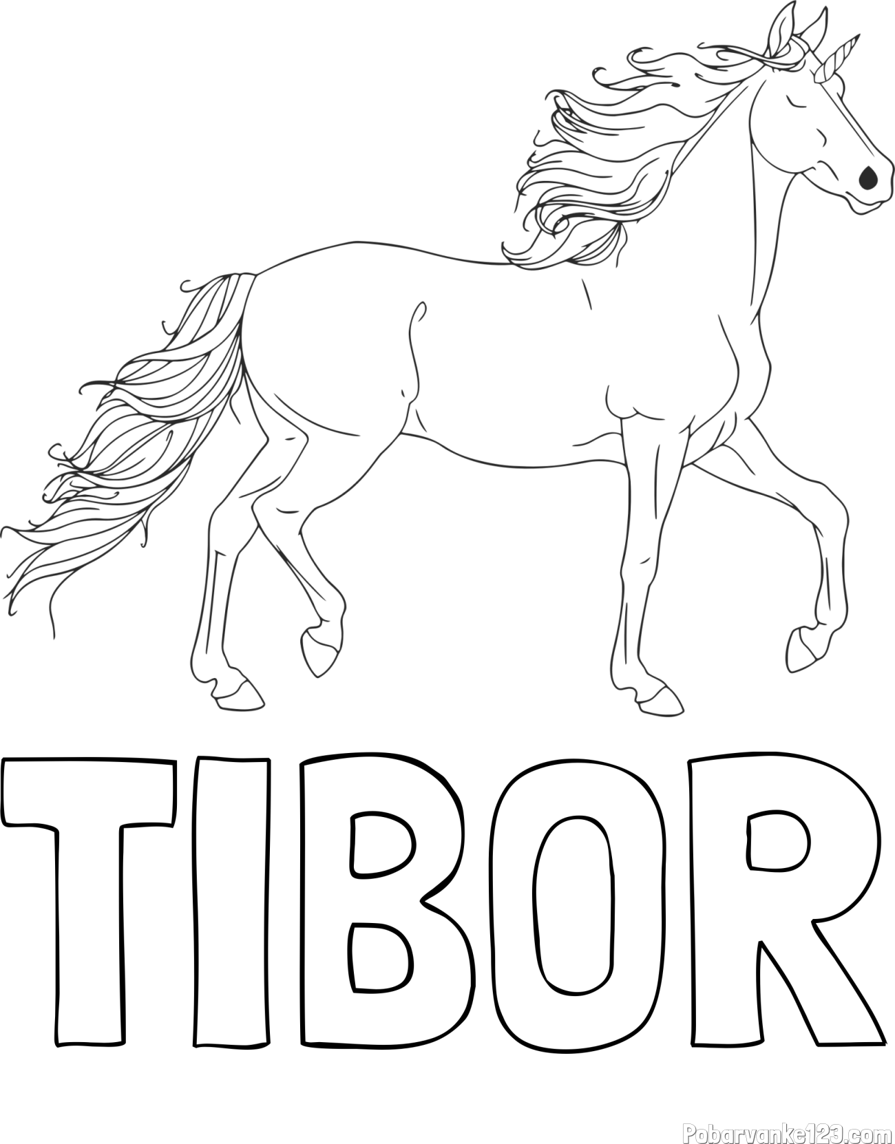 Pobarvanka imena TIBOR in samorog