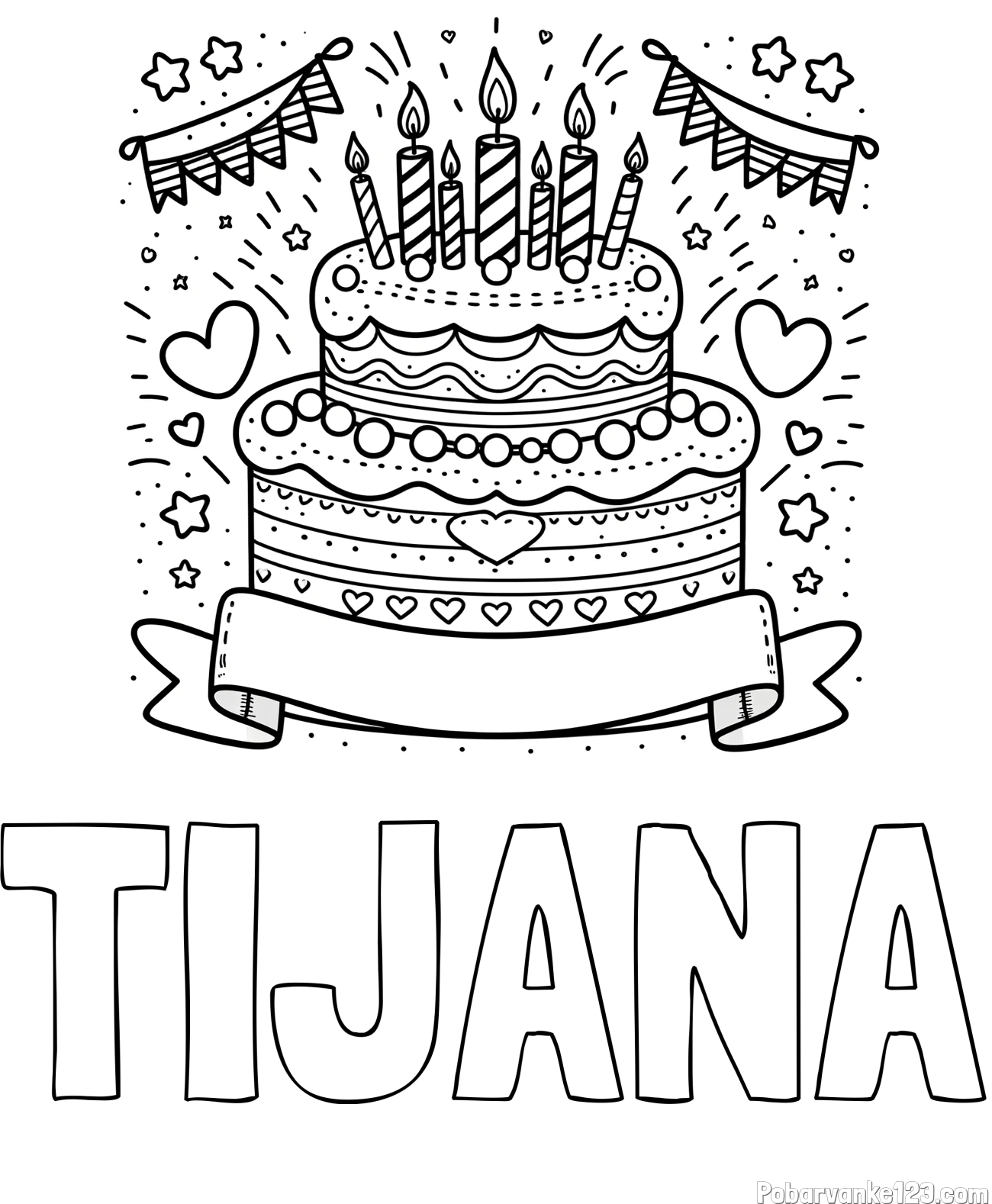 Pobarvanka imena TIJANA in pobarvanka velike torte za rojstni dan