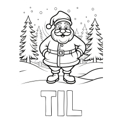 Online izdelana pobarvanka - Pobarvanka imena TIL in pobarvanka Božička v gozdu