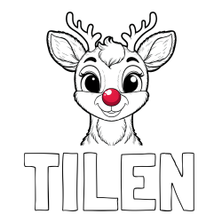 Online izdelana pobarvanka - Pobarvanka imena TILEN in otroška pobarvanka simpatičnega jelenčka Rudolfa