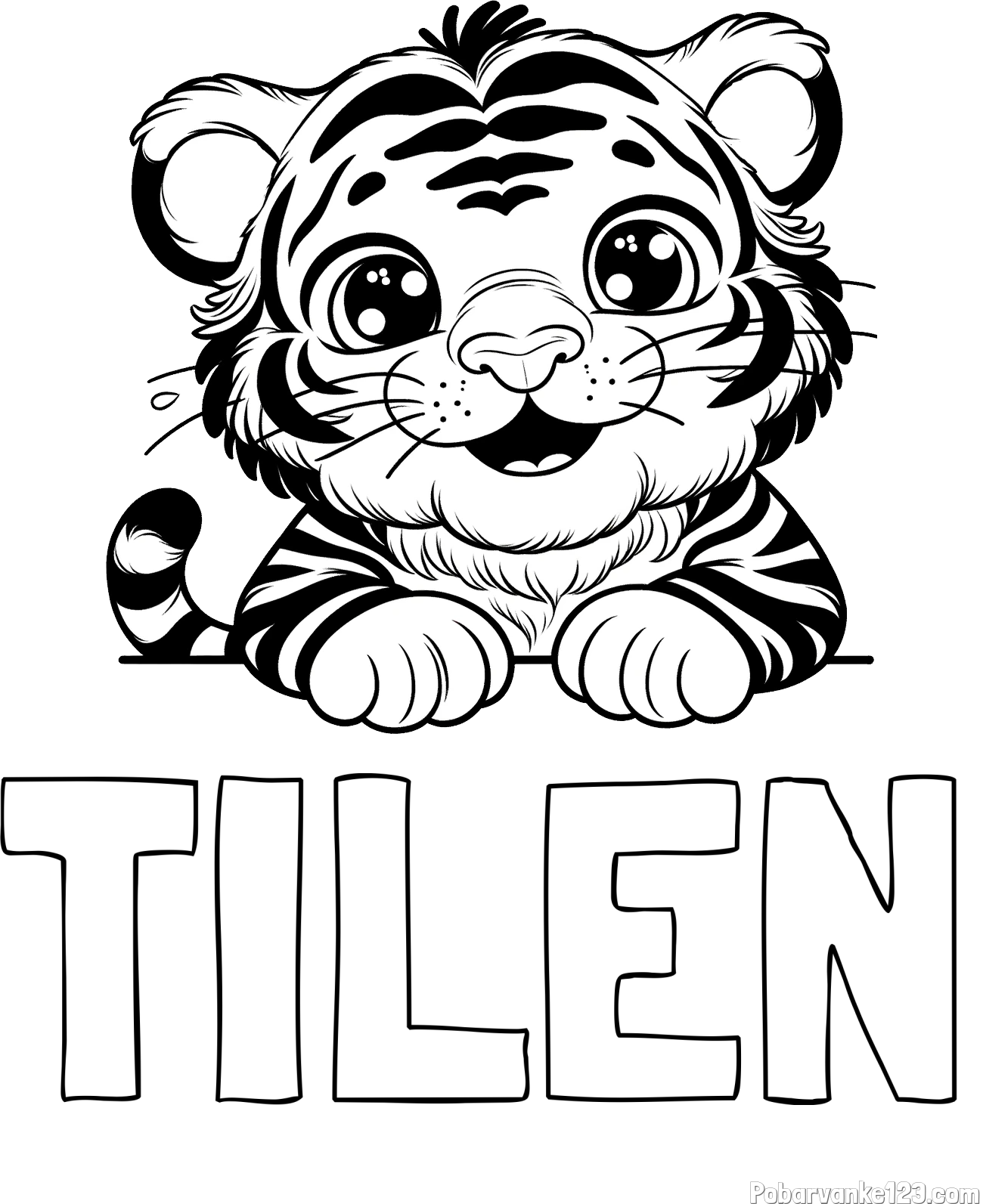 Pobarvanka imena TILEN in pobarvanka tigrček