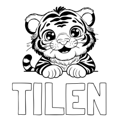 Online izdelana pobarvanka - Pobarvanka imena TILEN in pobarvanka tigrček