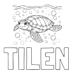 Online izdelana pobarvanka - Pobarvanka imena TILEN in pobarvanka želve v morju