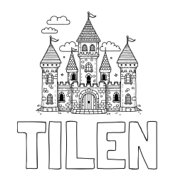 Online izdelana pobarvanka - Pobarvanka imena TILEN in pobarvnaka velikega gradu