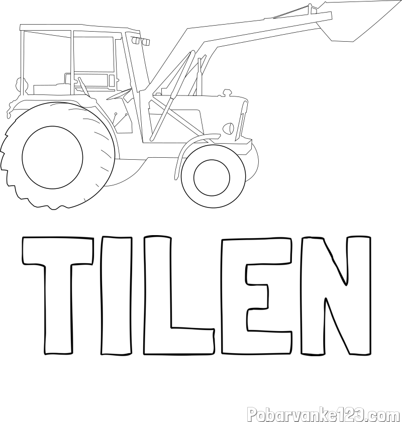 Pobarvanka imena TILEN in traktor 2