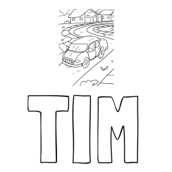Online izdelana pobarvanka - Pobarvanka imena TIM in na poti