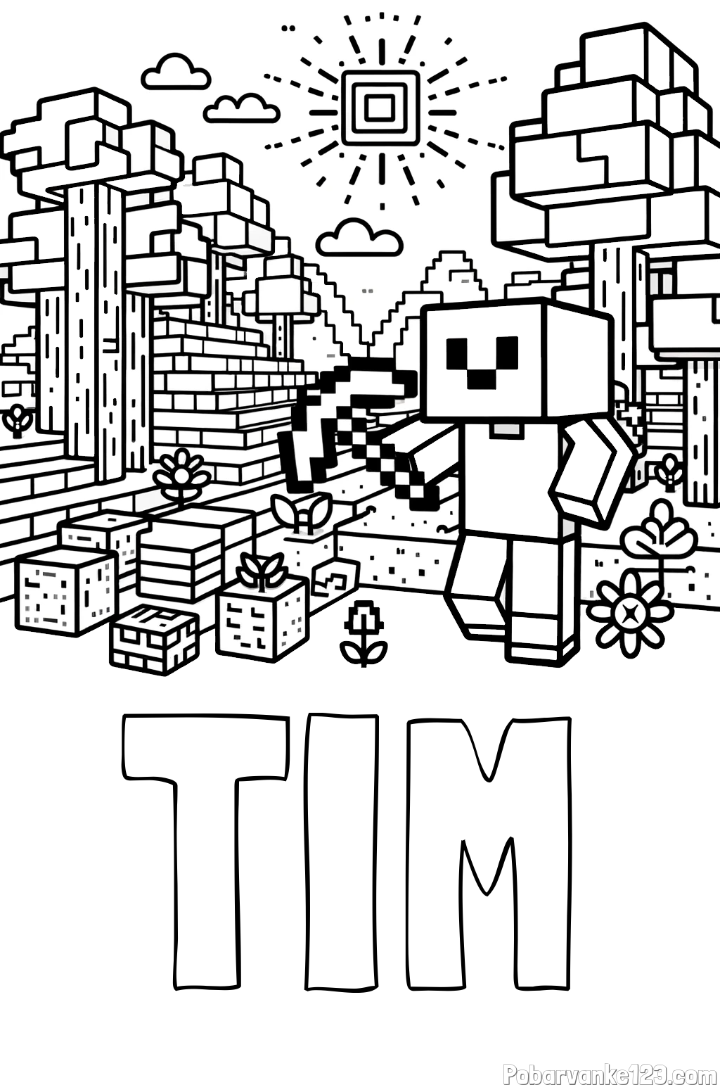 Pobarvanka imena TIM in pobarvanka Minecraft sveta